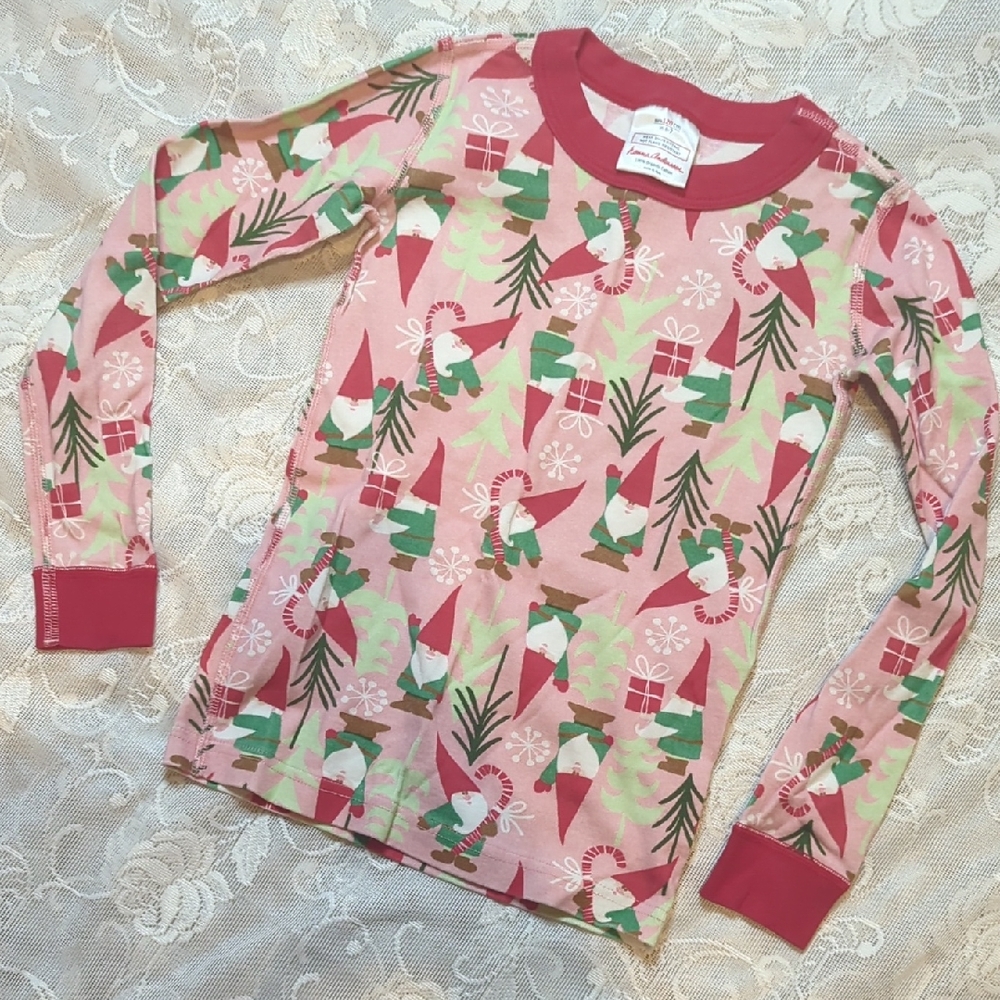 HANNA ANDERSSON PAJAMA SHIRT PJ TOP CHRISTMAS ELVES PRINT TREES SIZE 6-7 120 CM
